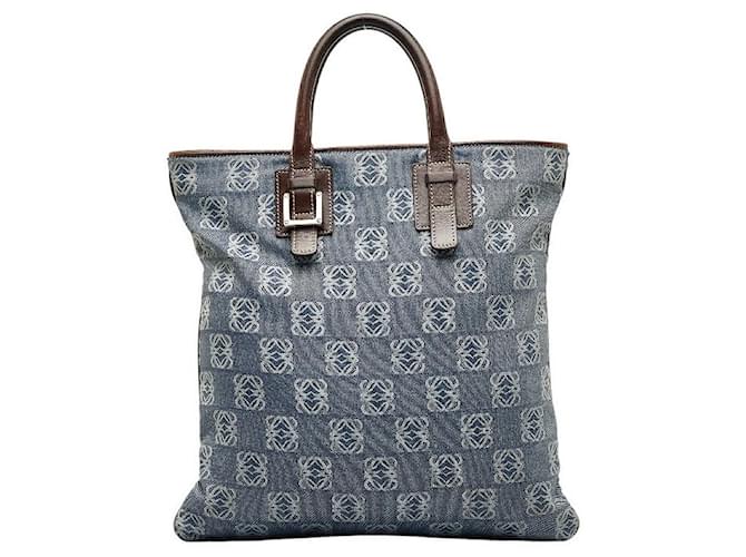 Loewe Sac cabas en jean Anagramme Toile Bleu  ref.1317068