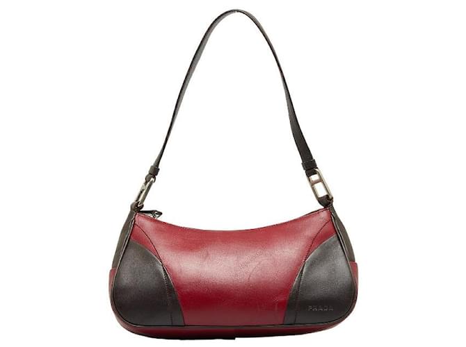 Prada Leather Shoulder Bag Red Pony-style calfskin  ref.1317080
