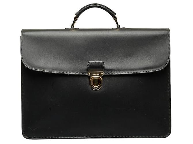 Prada Leather Briefcase Black Pony-style calfskin  ref.1317082
