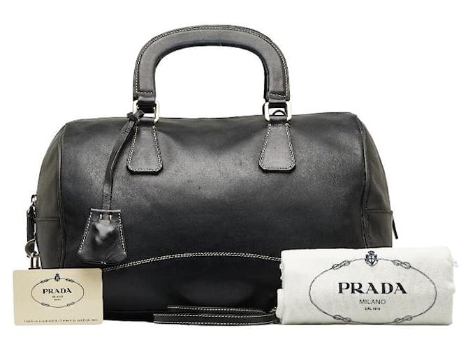 Prada Leather Mini Boston Bag Black Pony-style calfskin  ref.1317094