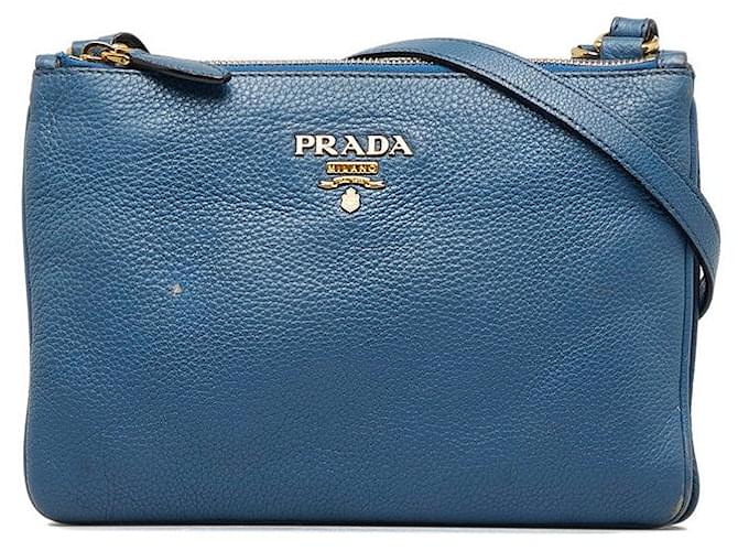 Prada Leather Crossbody Bag Blue Pony-style calfskin  ref.1317099