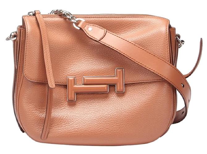 Tod's Double T Crossbody Bag Brown Pony-style calfskin  ref.1317103