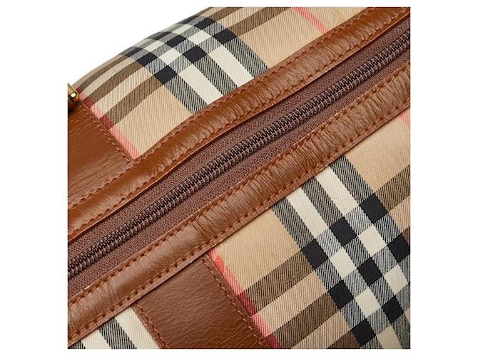 Burberry Haymarket Check Canvas Boston Bag Brown Cloth  ref.1317110