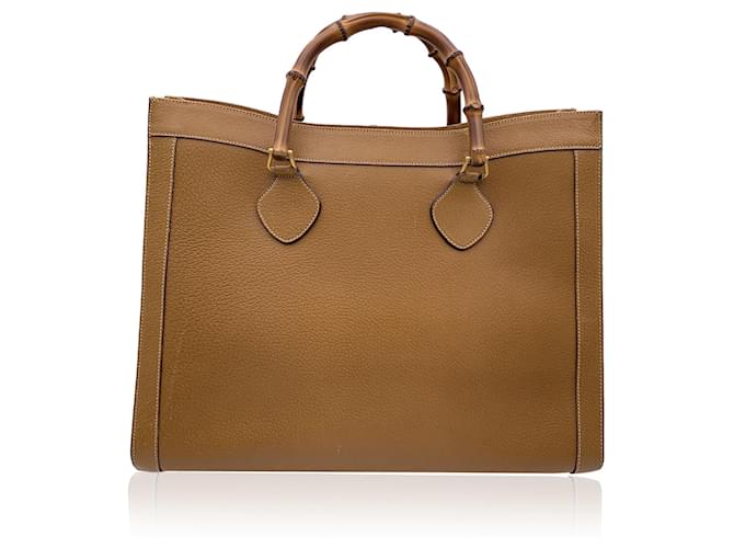 Gucci Tote Bag Vintage Diana Bamboo Beige Leather  ref.1317185