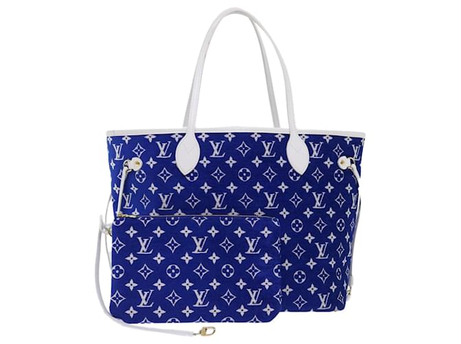 Louis Vuitton Neverfull MM Blue Leather  ref.1317275