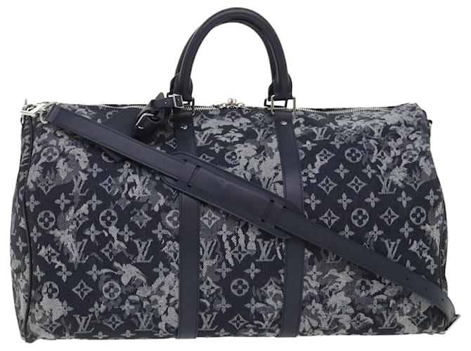 Louis Vuitton Keepall Bandouliere 50 Cinza Lona  ref.1317288