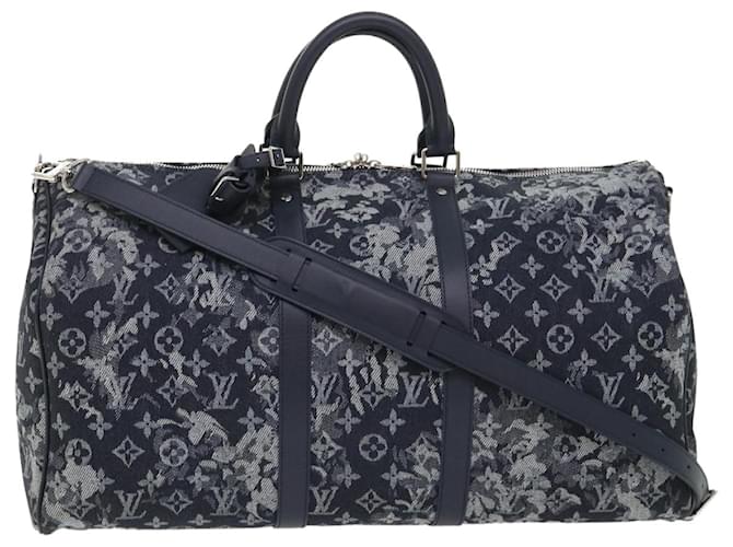 Louis Vuitton Keepall Bandouliere 50 Grau Leinwand  ref.1317288