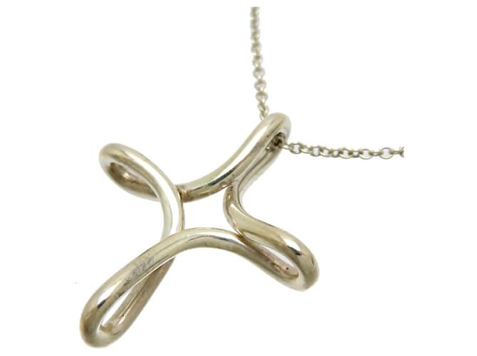 Tiffany & Co Silver Cross Necklace Silvery  ref.1317340