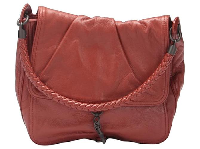 Bottega Veneta Leather Flap Handbag Red Pony-style calfskin  ref.1317353