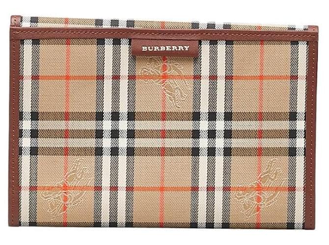 Burberry Haymarket Check Canvas Book Cover Brown Cloth  ref.1317354