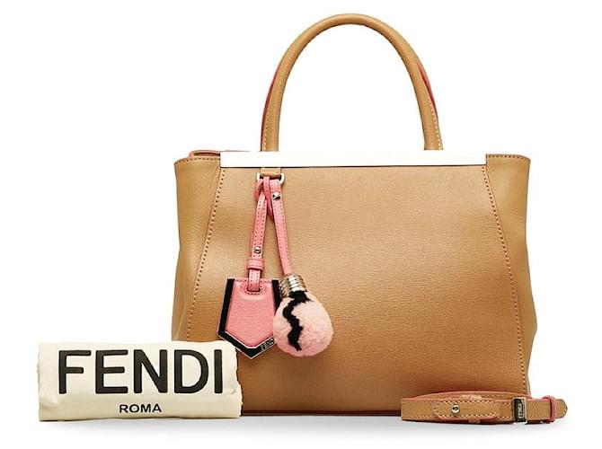 Fendi leather 2Jours Handbag Brown Pony-style calfskin  ref.1317377
