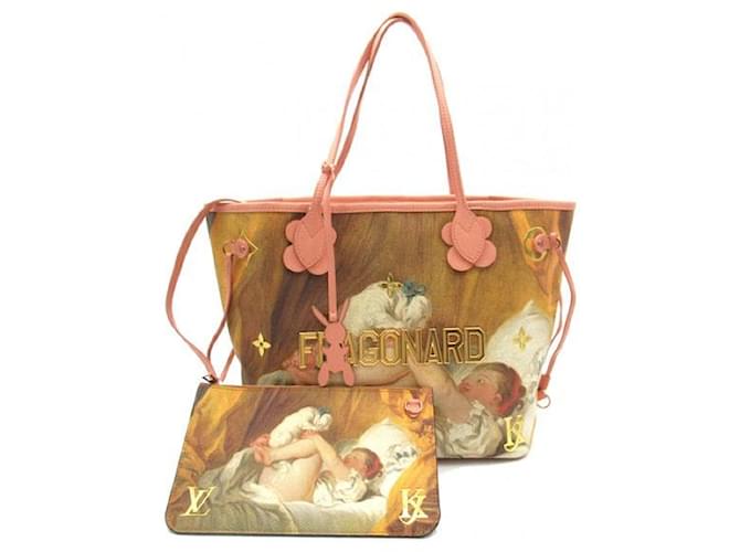 Louis Vuitton x Jeff Koons Masters Collection 'Fragonard' Neverfull MM Toile Rose  ref.1317549