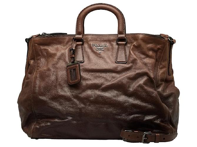 Prada Leather Handbag Brown Pony-style calfskin  ref.1317558