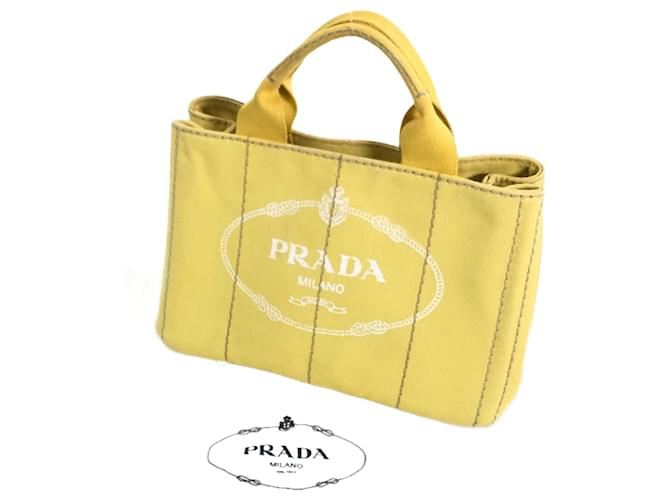 Prada Canapa Logo Tote Bag Yellow Cloth  ref.1317560