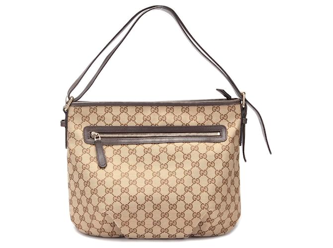 Gucci GG Canvas Front Zip Shoulder Bag Brown Cloth  ref.1317585