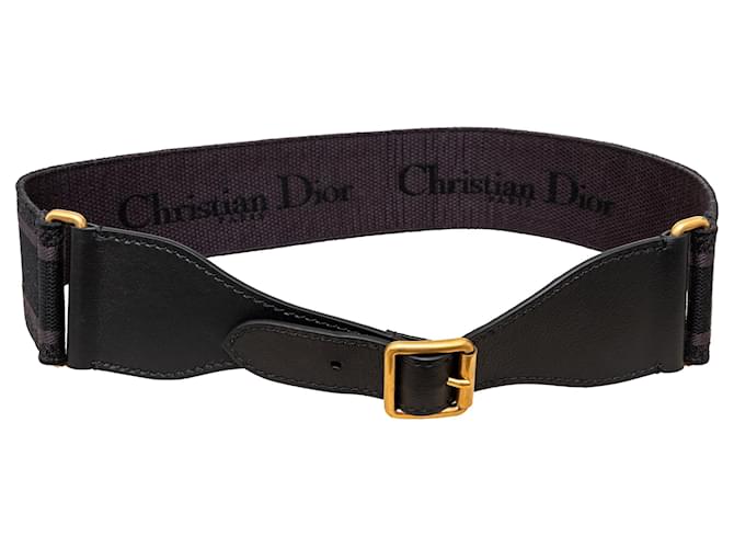 Cinturón ancho de lona Christian Dior Negro  ref.1317590
