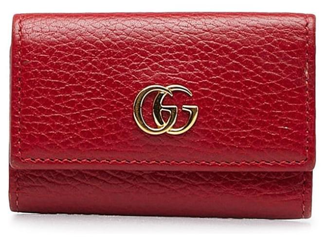 Gucci GG Marmont Leather Key Case Red Pony-style calfskin  ref.1317593