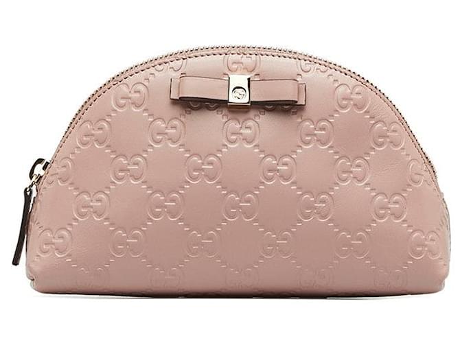 Guccissima Leather Cosmetic Pouch Pink Pony-style calfskin  ref.1317598