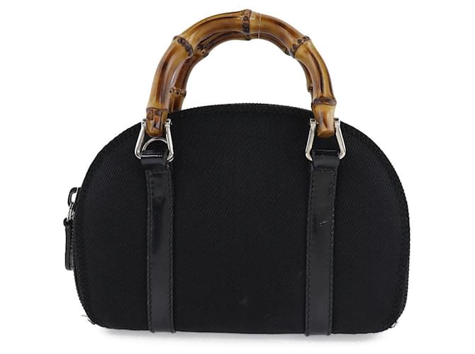 Gucci Mini-Handtasche aus Bambus Schwarz Leinwand  ref.1317606