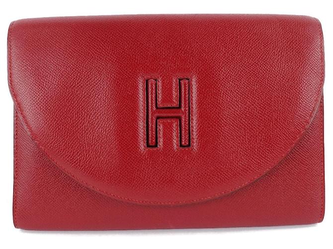 Hermès H Gaine Clutch Red Pony-style calfskin  ref.1317628