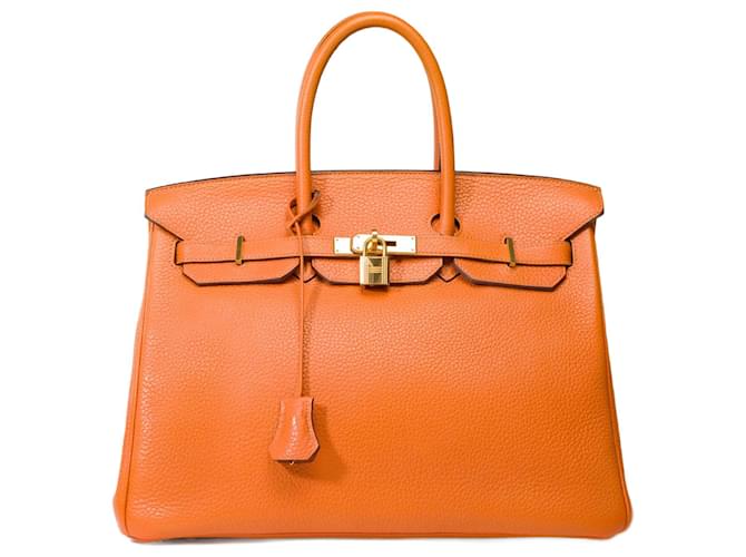 Hermès HERMES BIRKIN BAG 35 in Orange Leather - 101759  ref.1317721