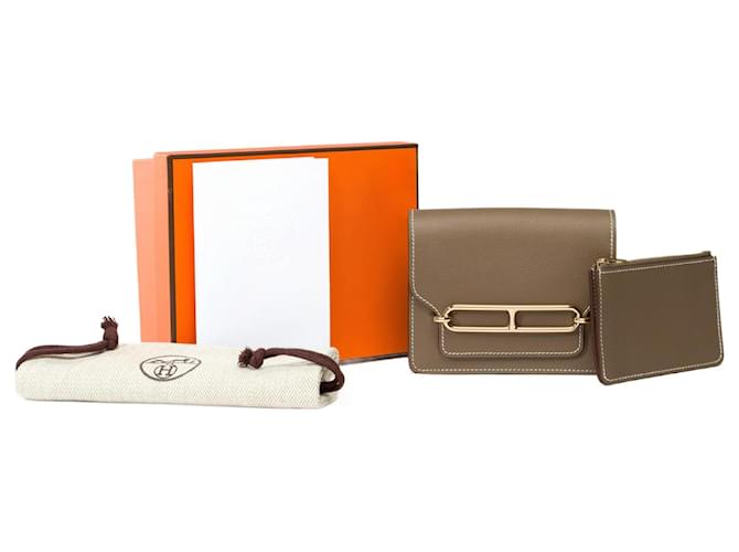 Hermès HERMES Roulis Slim Accessory in Etoupe Leather - 101795 Taupe  ref.1317722