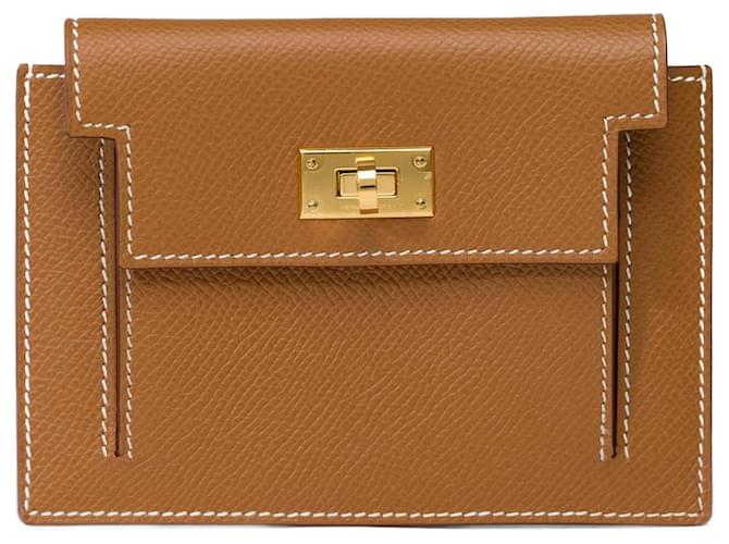 Hermès HERMES Kelly Pocket Accessory in Golden Leather - 101796  ref.1317723