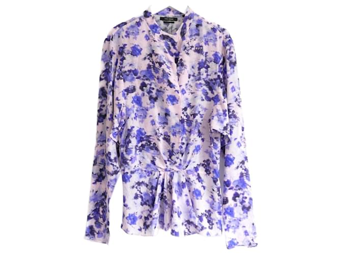 Blusa estampada floral borrosa Isabel Marant Fidaje Azul Púrpura Seda  ref.1317763