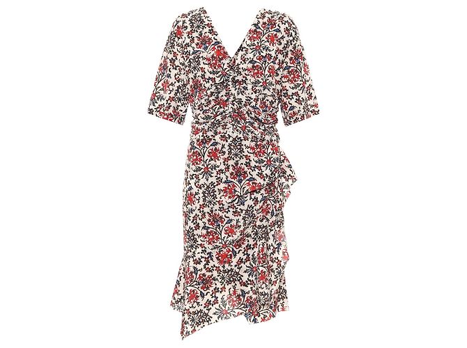 Isabel Marant Arodie Blumenmusterkleid Rot