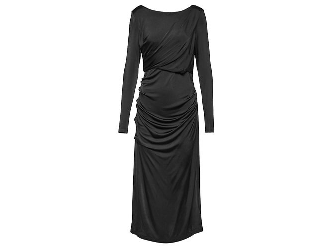 Dries Van Noten schwarzes drapiertes Jerseykleid