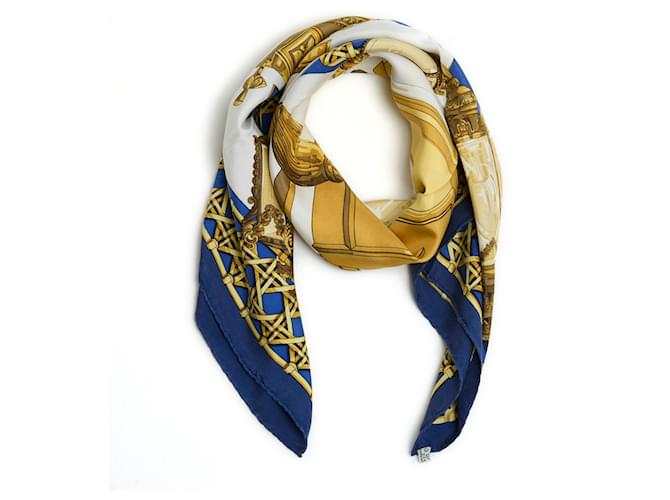 Hermès Hermes Carré 90 Feux de Route Navy Ecru Gold Scarf Foulard Multiple colors Silk  ref.1317795