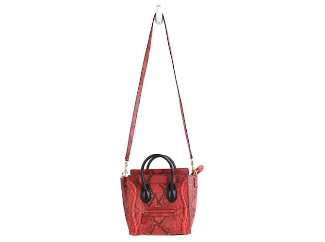 Luggage Céline handbag with shoulder strap Red Exotic leather  ref.1317828