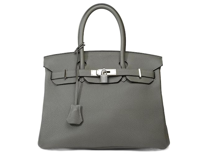 Hermès HERMES BIRKIN BAG 30 in Gray Leather - 101813 Grey  ref.1317840