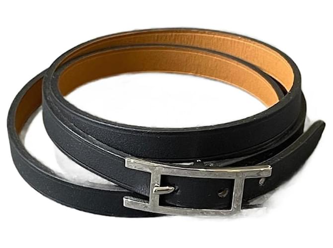 HERMÈS Bracelets T.  Cuir Noir  ref.1317863