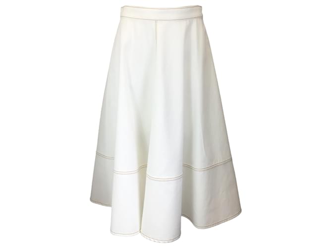 Autre Marque Alexander McQueen Ivory Denim Midi Skirt Cream Cotton  ref.1317874