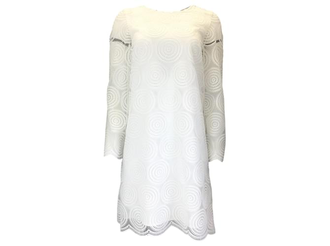 Autre Marque Paule Ka White Long Sleeved Swirl Dress Polyester  ref.1317877