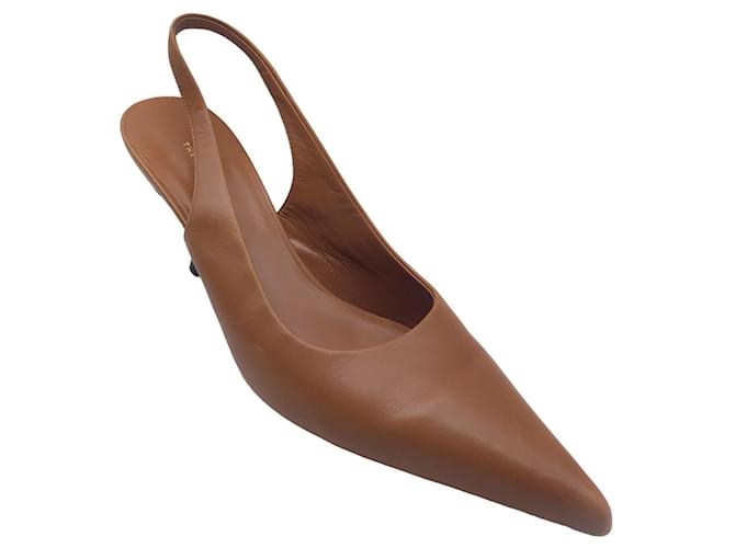 Autre Marque The Row Tan Pointed Toe Leather Slingback Pumps Camel  ref.1317882