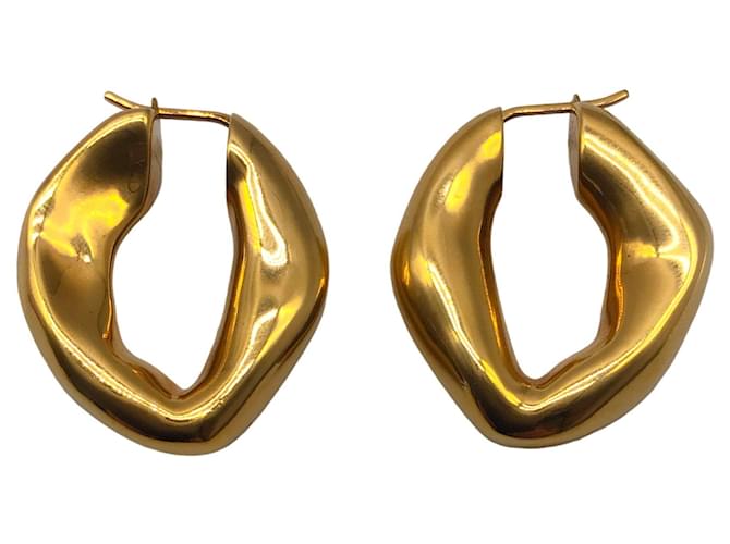 Autre Marque Celine Gold Plated Brass Swirl Hoop Earrings Golden Gold-plated  ref.1317883