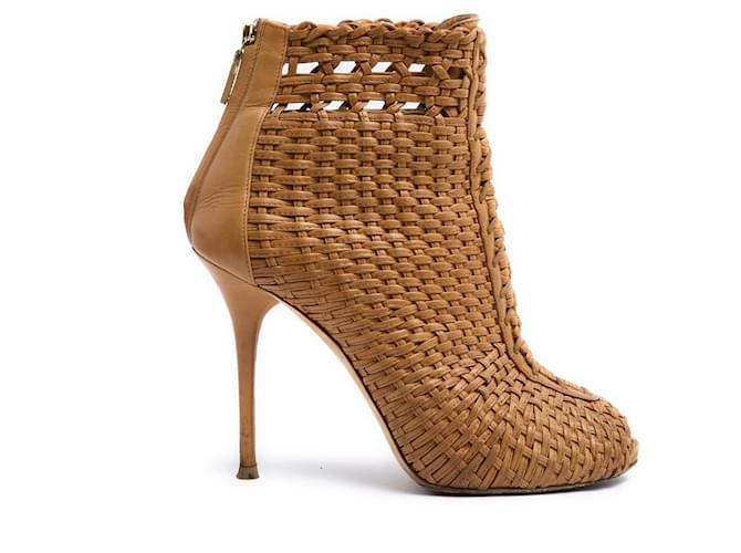 Gucci Escarpins EU39 Marrakech Tan Leather Open Toe Heels US8.5 Cuir Caramel  ref.1317923