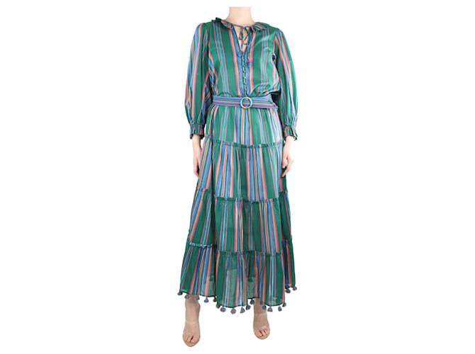 Zimmermann Conjunto de blusa con volantes de rayas multicolor y falda midi - talla UK 10 Algodón  ref.1318133