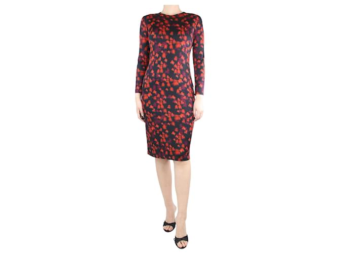 Givenchy Black floral-printed fitted midi dress - size UK 12 Viscose  ref.1318136