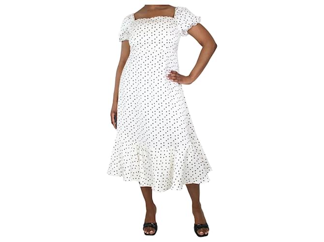Autre Marque Cream off-shoulder polka-dot midi dress - size UK 14 Linen  ref.1318143