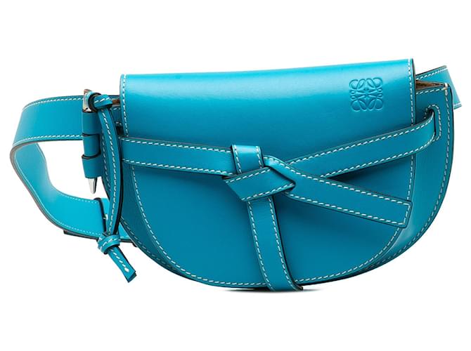 LOEWE Blue Mini Gate Belt Bag Leather Pony-style calfskin  ref.1318158