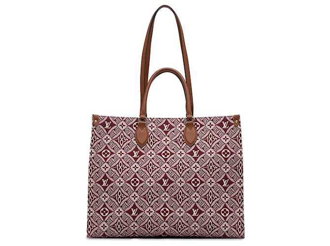 Louis Vuitton Red Monogram Since 1854 ONTHEGO GM Leather Cloth Pony-style calfskin Cloth  ref.1318167