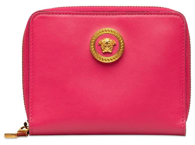 Petit portefeuille en cuir rose Medusa Versace Veau façon poulain  ref.1318176