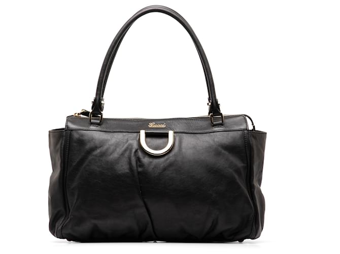Gucci Black Leather Abbey D Ring Tote Pony-style calfskin  ref.1318192