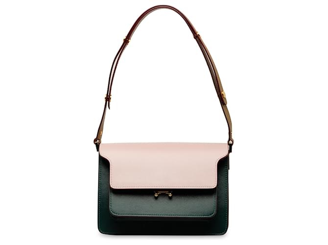Marni Green Tricolor Leather Trunk Shoulder Bag Pink Pony-style calfskin  ref.1318223