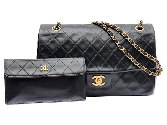 Chanel Timeless Classic Large Flap Bag mit Pochette Schwarz Leder  ref.1318232