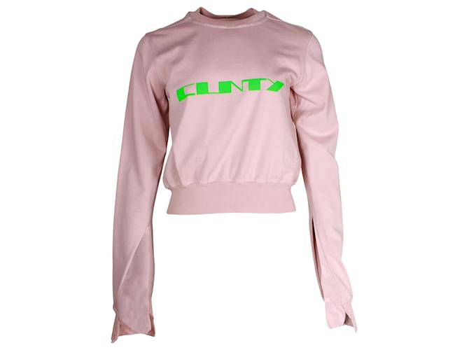 Rick Owens DRKSHDW Strap-Detail Cropped Sweatshirt in Pastel Pink Cotton  ref.1318251