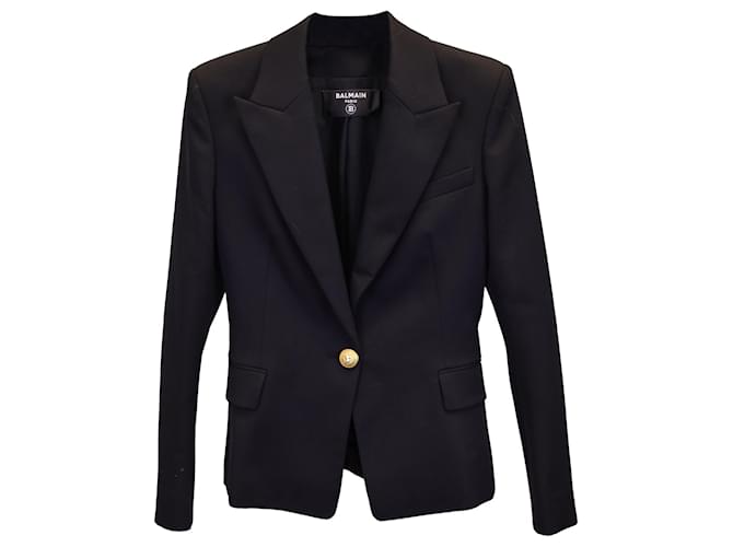 Balmain Single-Button Blazer in Black Wool  ref.1318259